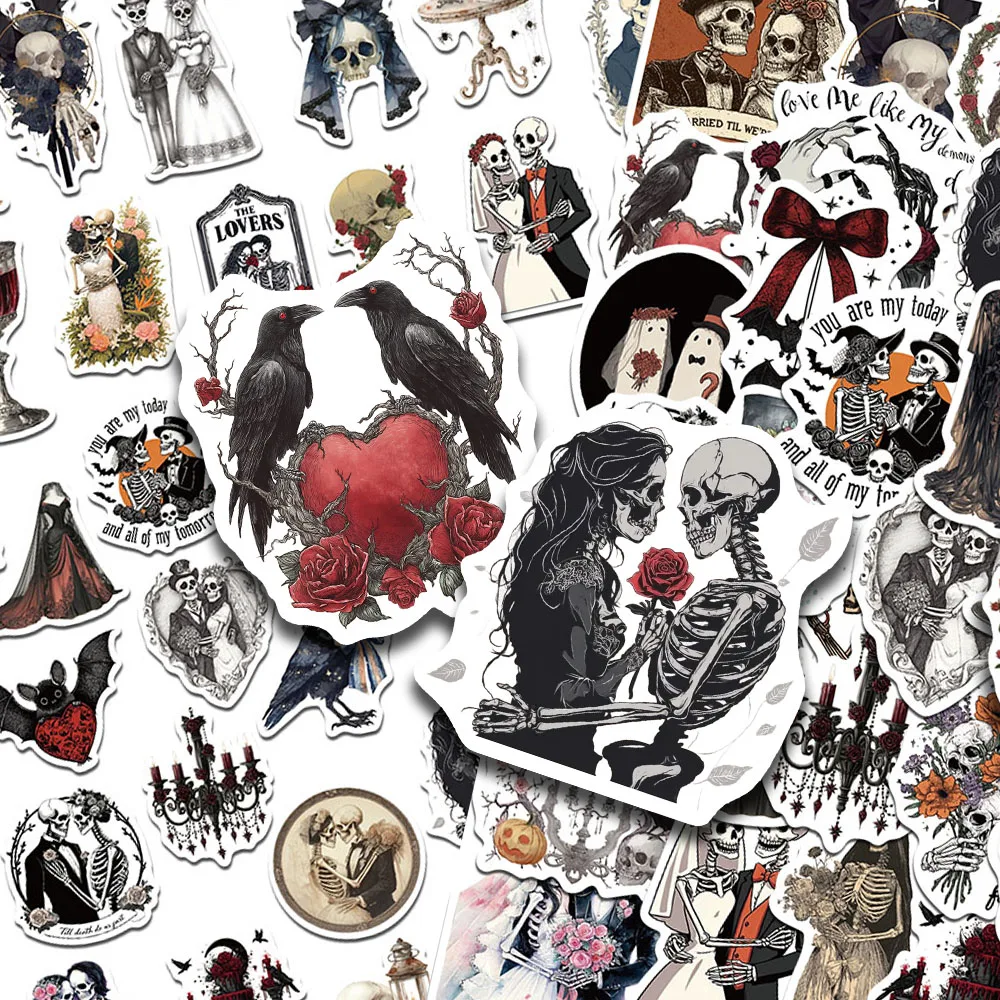 50pcs Halloween Wedding Stickers Decals For Laptop Letter Scrapbook Luggage DIY Aesthetic Waterproof Stickers Creative Gifts