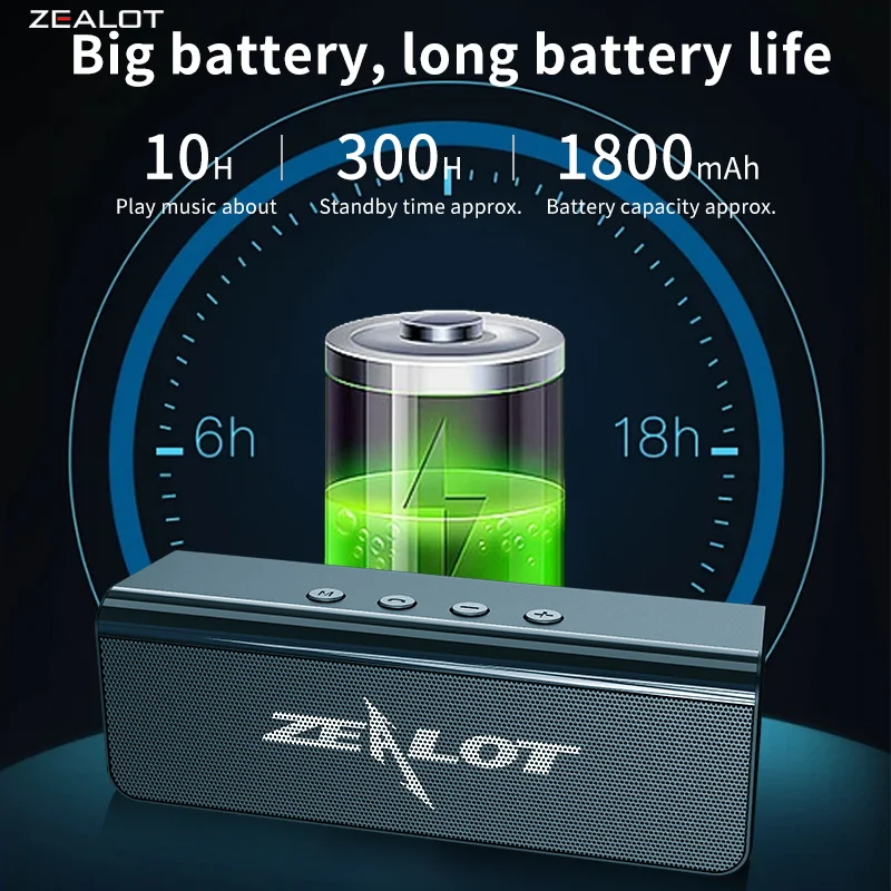ZEALOT 100W ポータブルワイヤレススピーカー24000mAh Zealot 屋外ポータブル サブウーファー ワイヤレス スピーカー、TWS