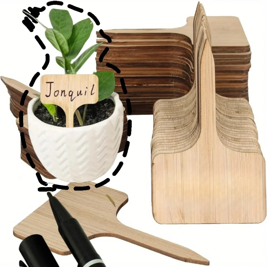 

20pcs bamboo plant label plant label T-shaped garden marking plate