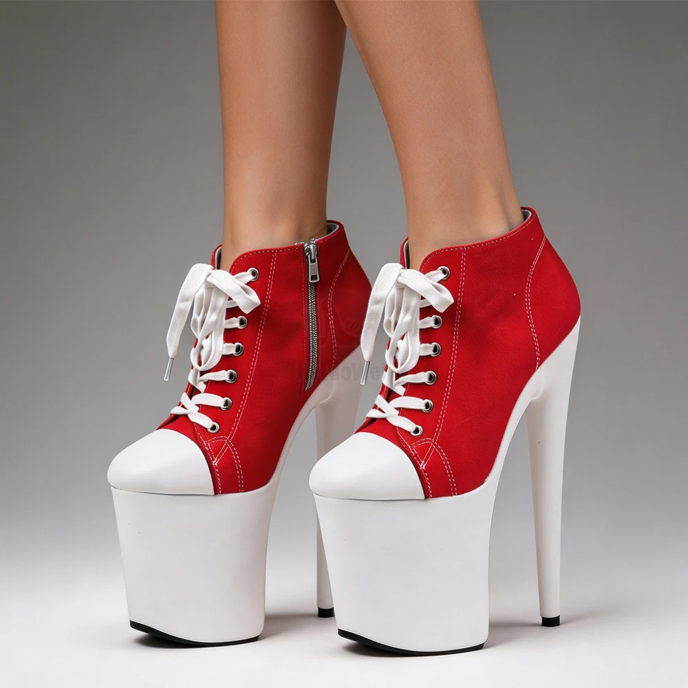 Picture 7: Grey Blue Denim Lace-Up Ankle Boots Zipper 20cm/8