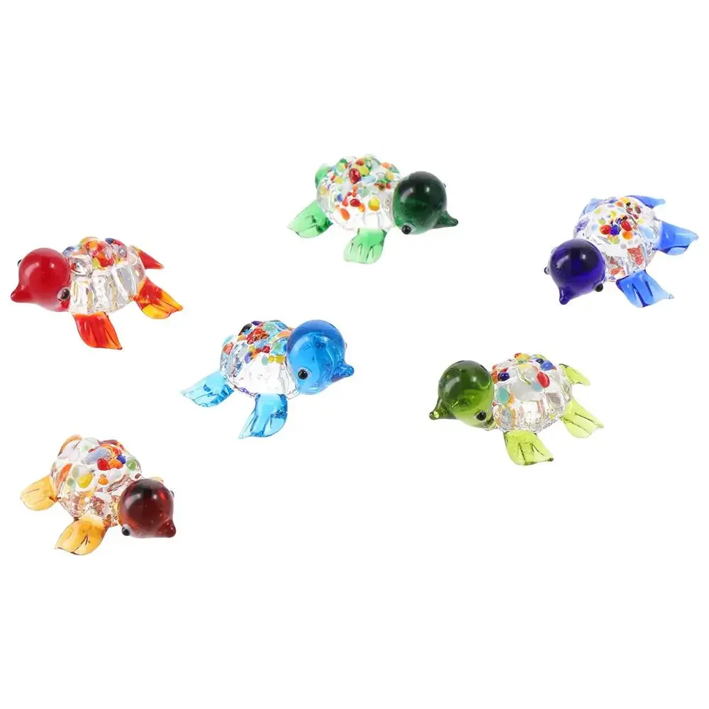 Colorful Little Sea Turtle Figurines Fashion Glass Craft Ornament Home Office Aesthetically Pleasing Tiny Turtle Glass Ornaments