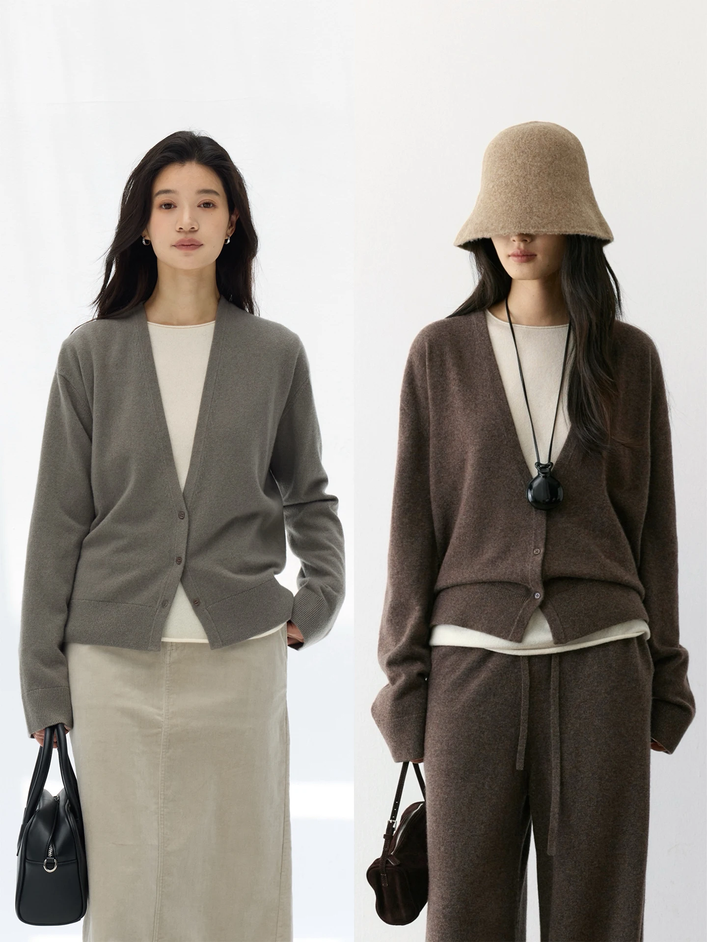 

Zhihua Pure Camere Knitted Deep V Ne Open Cardigan Women's Faionable Loose Sle Long Sve Warm Casual Wear