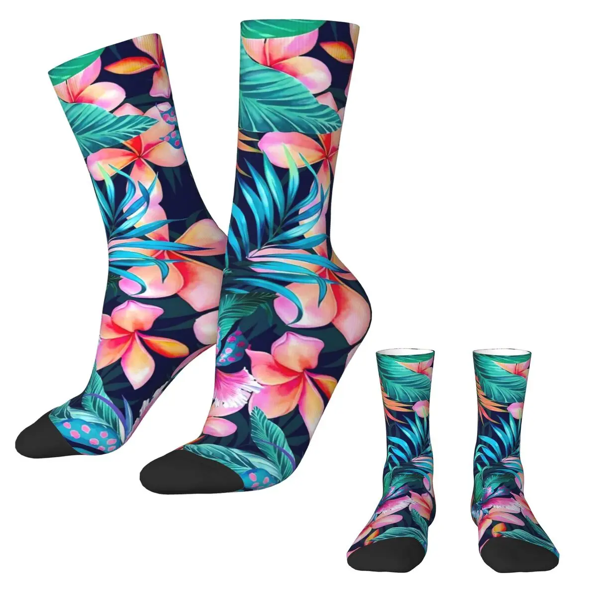 Tropical Floral Socks Deep Jungle Flowers Vintage Stockings Winter Non Skid Men Socks Breathable Design Outdoor Sports Socks