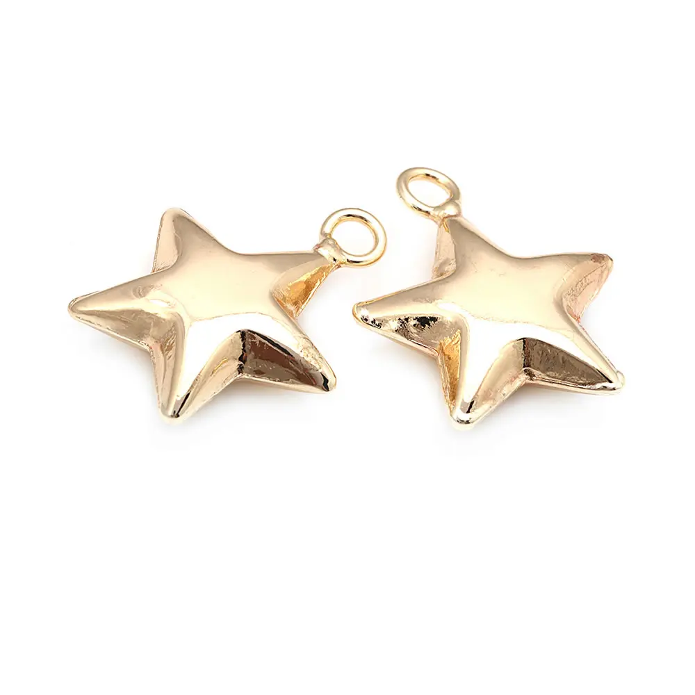 18K Gold Color Brass Small Star Charms High Quality Diy Jewelry Making Supplies Necklace Earrings Accessories for Women