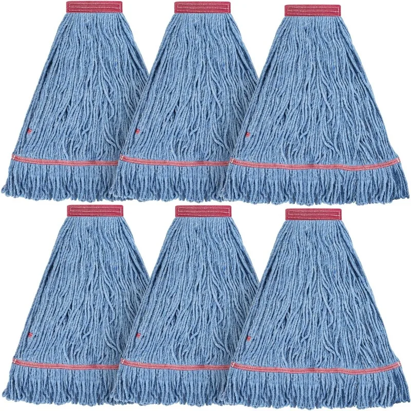 

24oz Heavy Duty Mop Head Commercial Replacement for General and Floor Cleaning, Wet Industrial Blue Cotton Looped End String