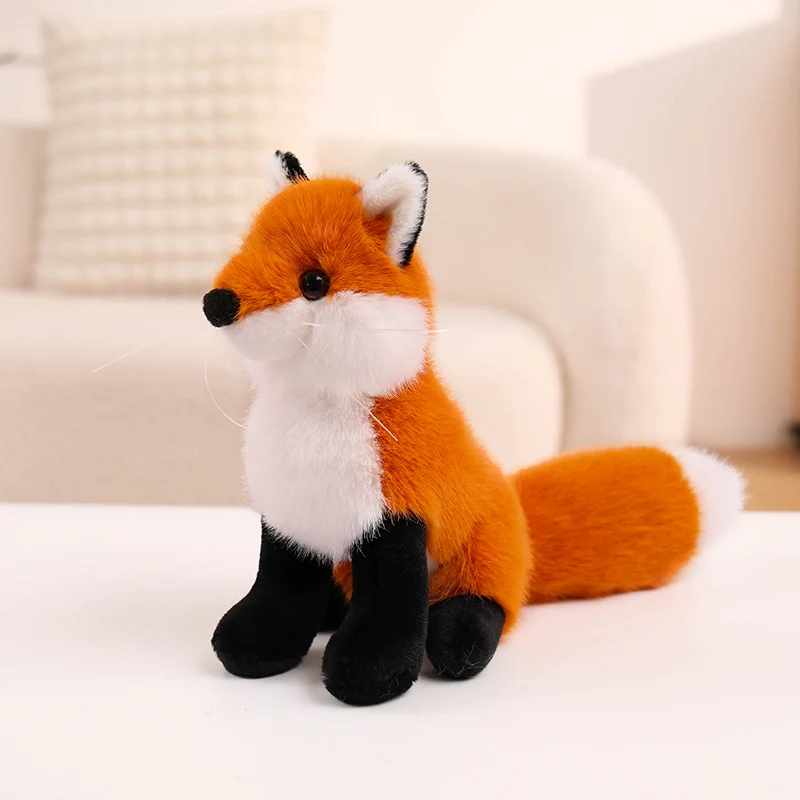19/24/34CM Simulation Little Fox Plush Toy Stuffed Cartoon Wild Animal Doll Lovely Gifts For Kids