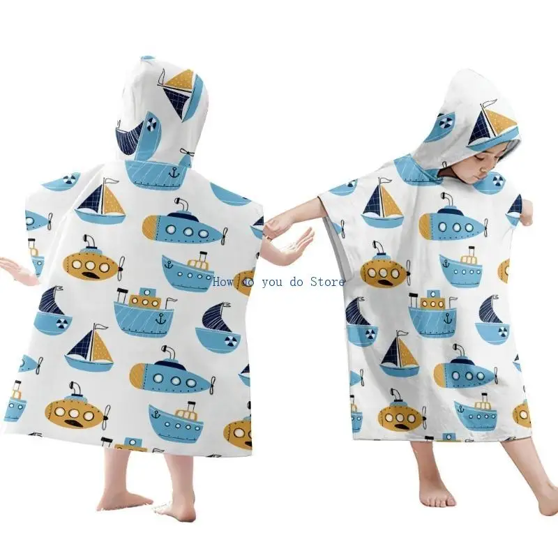 19QF 어린이 후드 목욕 수건 어린이 통기성 망토 여행 비치 타월 만화 인쇄 소년 소녀 목욕 가운 판초 60x60cm