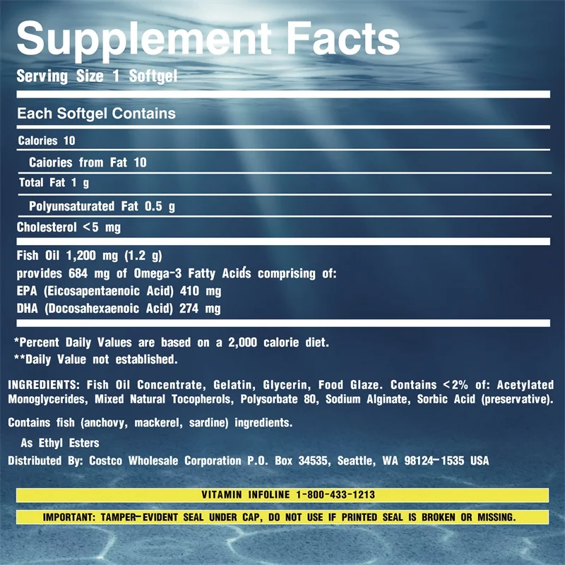Omega 3 6 9 Fish Oil Capsules, High EPA DHA Formula, Maintain Cardiovascular Health, Support Brain Memory Joint Care, for Adult