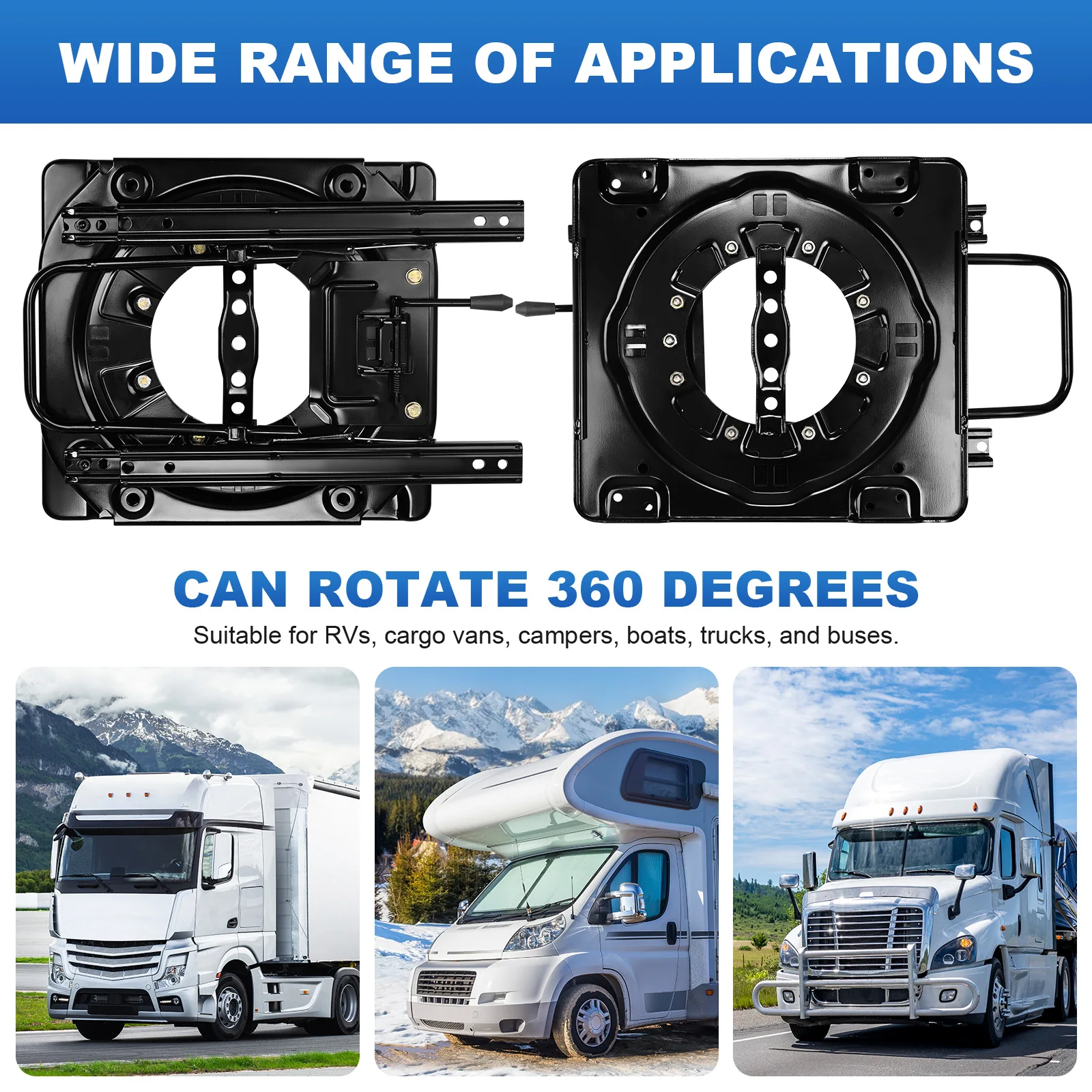 

Replacement Swivel Seat Parts 360 Degree Rotatable 3.0mm Steel Plate Swivel Seat Base W/ Slider 130kg Load for Car Boat Bus&more