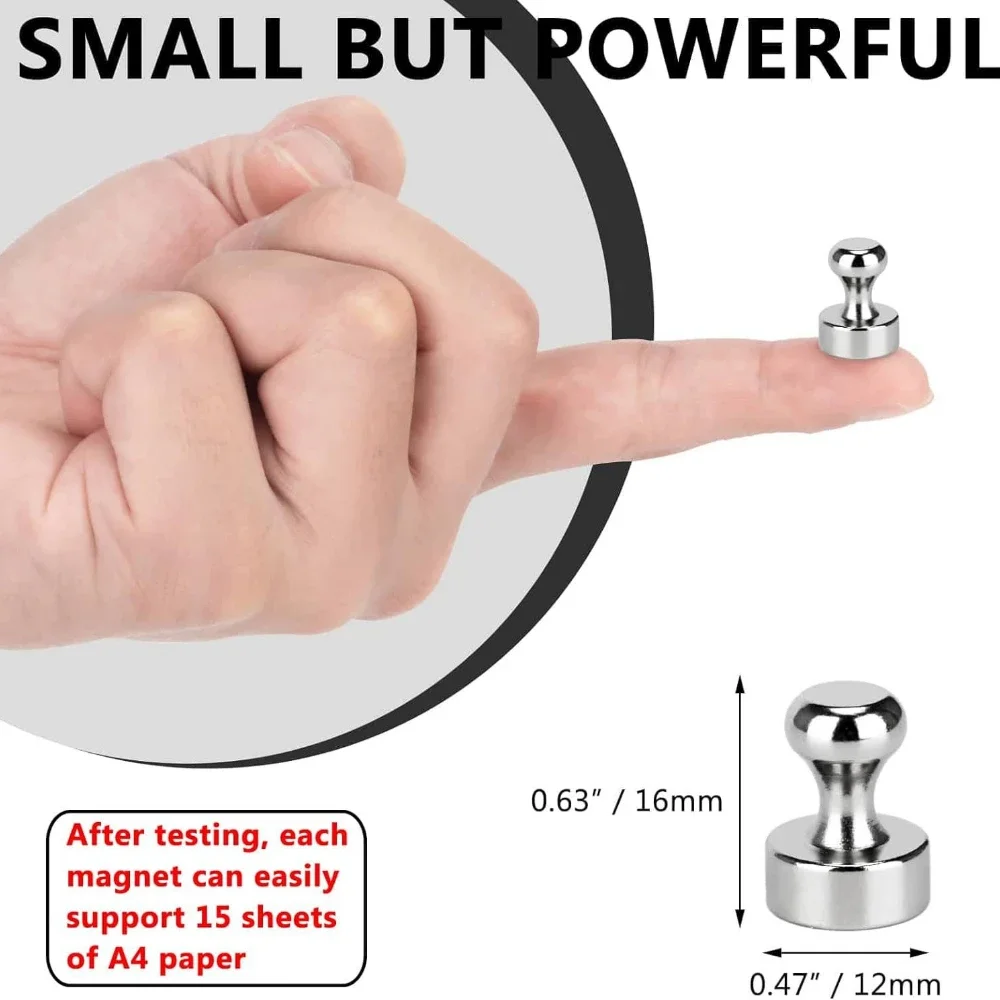 Sliver 1-12 PCS Magnes na kciuk Przyssawka Super silny magnes Odpowiedni do lodówki i lodówki do dekoracji wnętrz