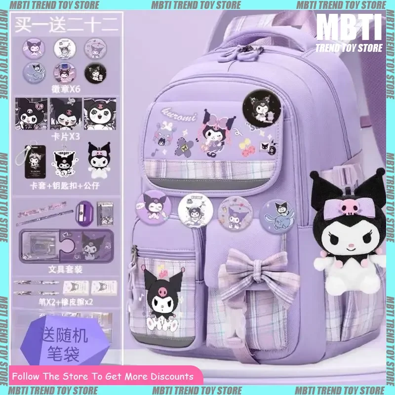 

Sanrio Kuromi Cinnamoroll Schoolbag Lightweight High Capacity Child Backpack Cartoon Burden Reduction Bag School Supplies Gift
