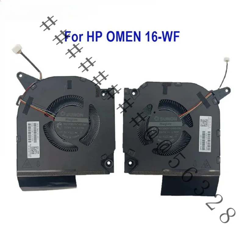 SAA+New DC5V 60W Laptop CPU & GPU Combined Cooling Fan PN:N44741-001 For HP OMEN 16-WF Plus 16-U TPN-C170 Notebook Radiator Cool