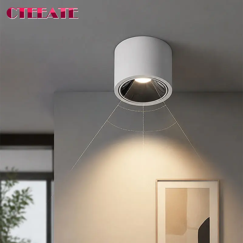 LED Spotlight Adjustable Angle COB Super Bright Downlight 5W 7W 9W 12W 15W Surface Mounted Small Ceiling Light Indoor Lighting
