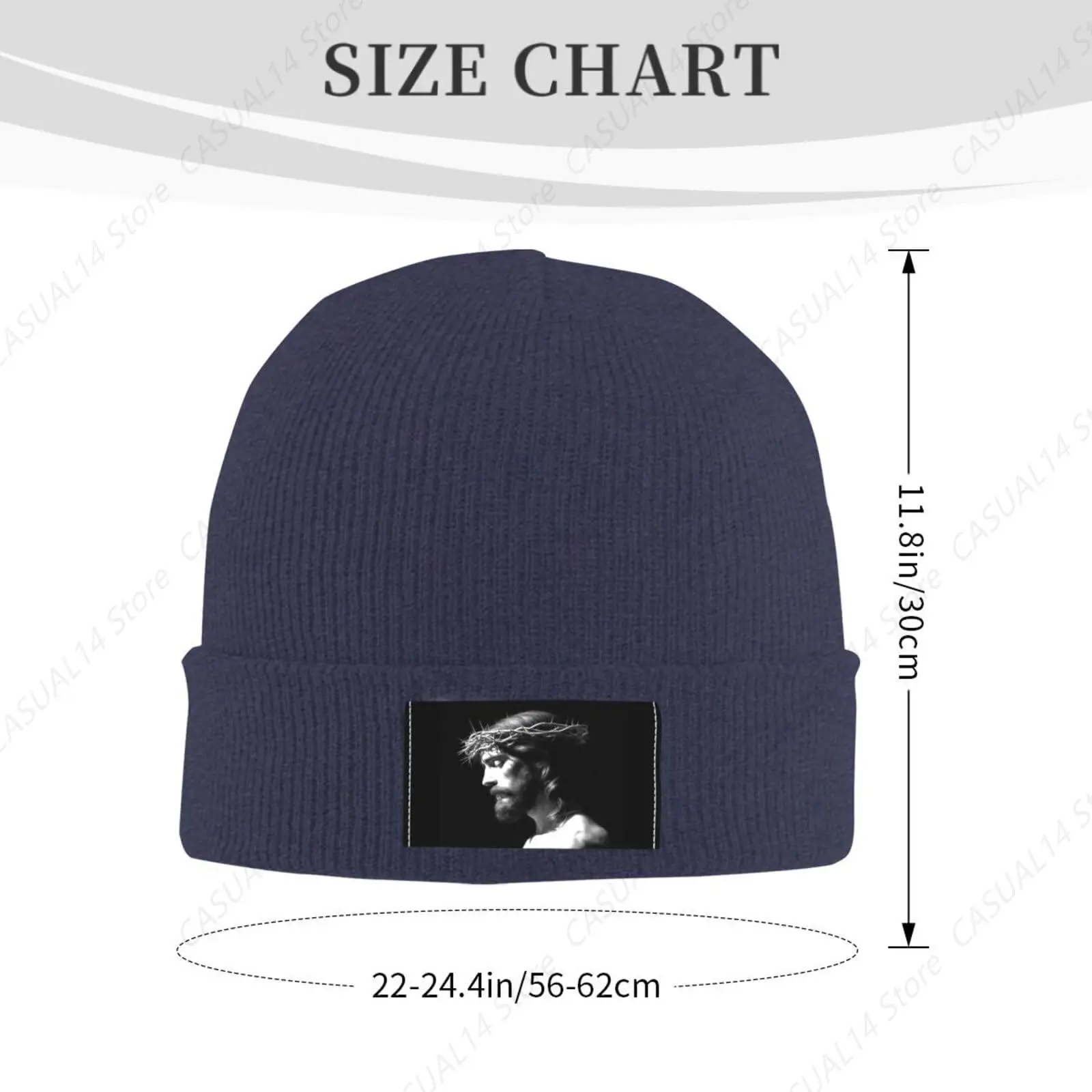 Vintage Christian Christ Jesus Graphic Knit Beanie Hat Winter Fall Headwear for Men Women Soft Warm Skull Cap Bulk Knit Hats