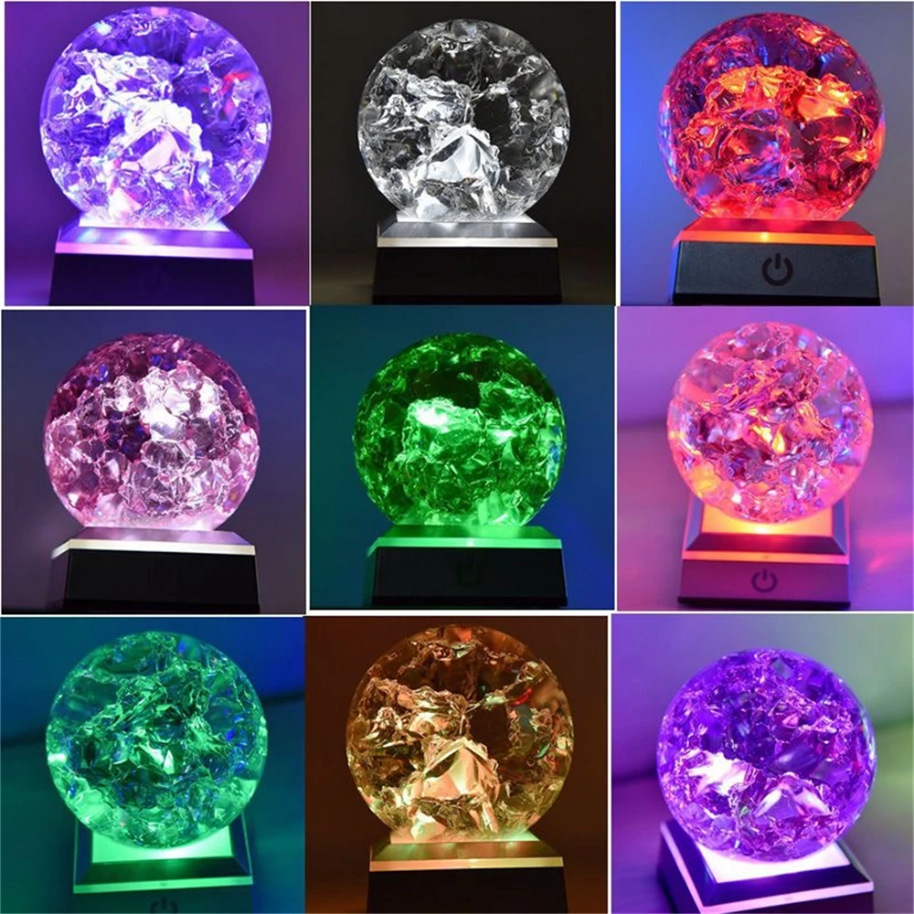 Ice Crack Crystal Ball  Aquarium Water Fountain Bonsai Glass Ball Ornament Living Home Feng Shui Decor