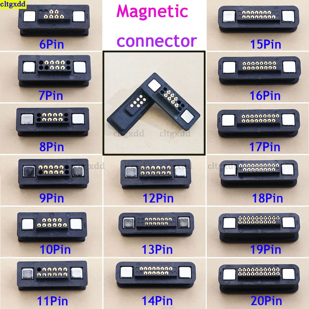 Cltgxdd 1 pair 6/7/8/9/10/11/12/14/15/16/17/18/19 Pin waterproof magnetic Pogo Pin DC power connector 2A male female spring loa