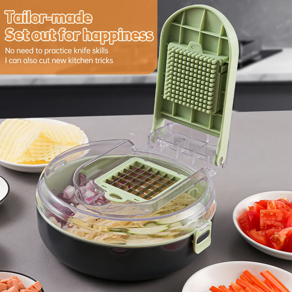 13 in 1 Vegetable Chopper with Container Kitchen Gadgets Veggie Dicer Cutter for Onion Tomato Vegetable Slicer Dicer Cutter