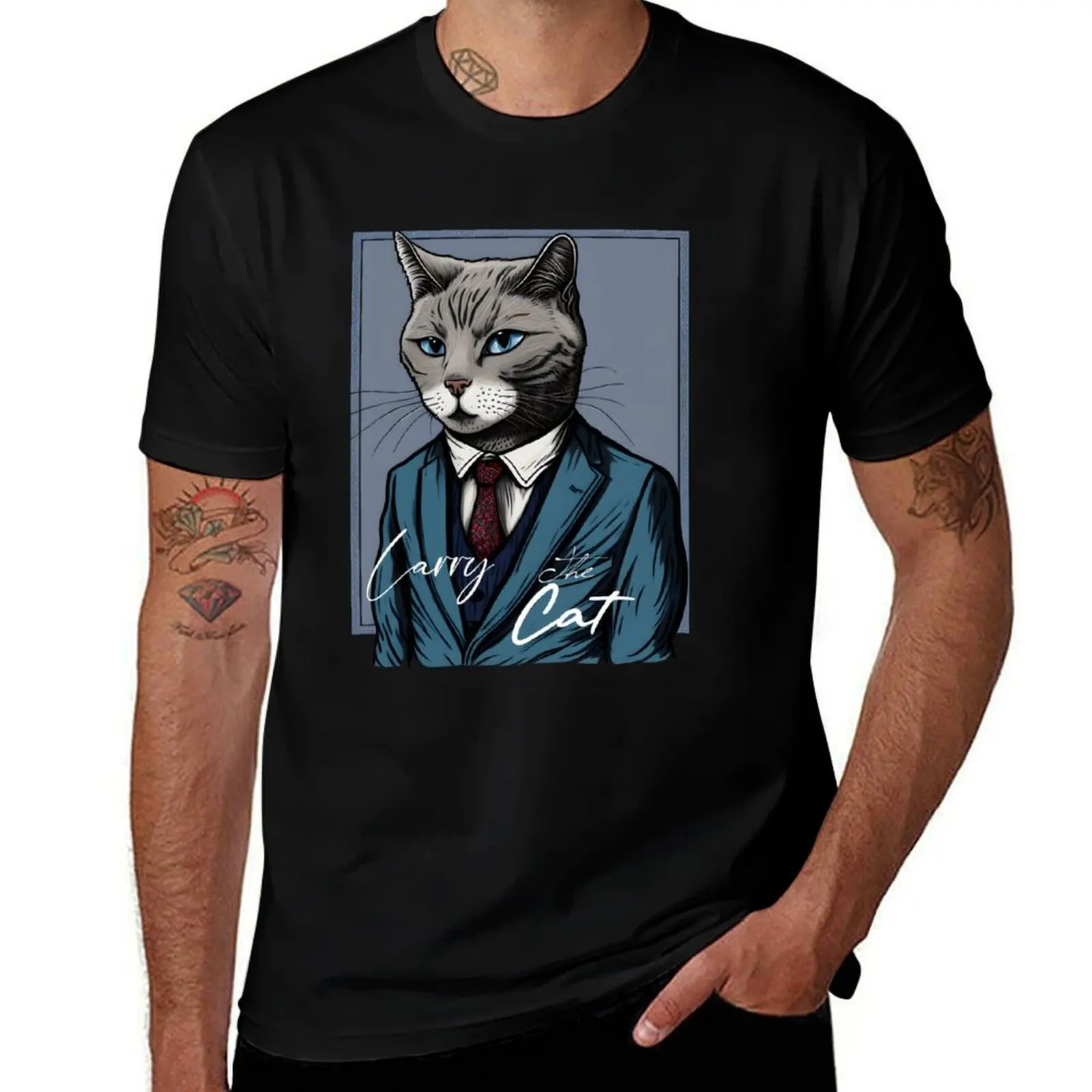 

Larry The Cat T-Shirt plus sizes anime Aesthetic clothing boys whites shirts men graphic