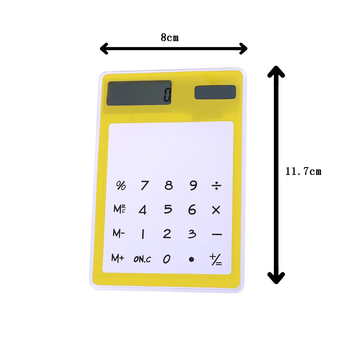 Solar Calculator Transparent Yellow Touch Panel Portable Lightweight Compact Auto Power Off Ideal for School Home Office
