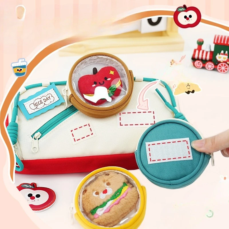 حقيبة القلم الفتاة الجديدة المتخصصة لطيف عالية الجمال برغر سعة كبيرة صندوق أدوات مكتب القرطاسية برغر التفاح الحليب الشاي حقيبة أقلام رصاص جديد
