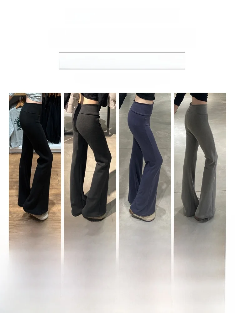 กางเกงโยคะทรงบานเอวสูงสำหรับผู้หญิง รุ่นใหม่ประจำฤดูหนาวปี 2025 สไตล์อเมริกัน สีสันสดใส เอวยางยืด สวมใส่สบาย...