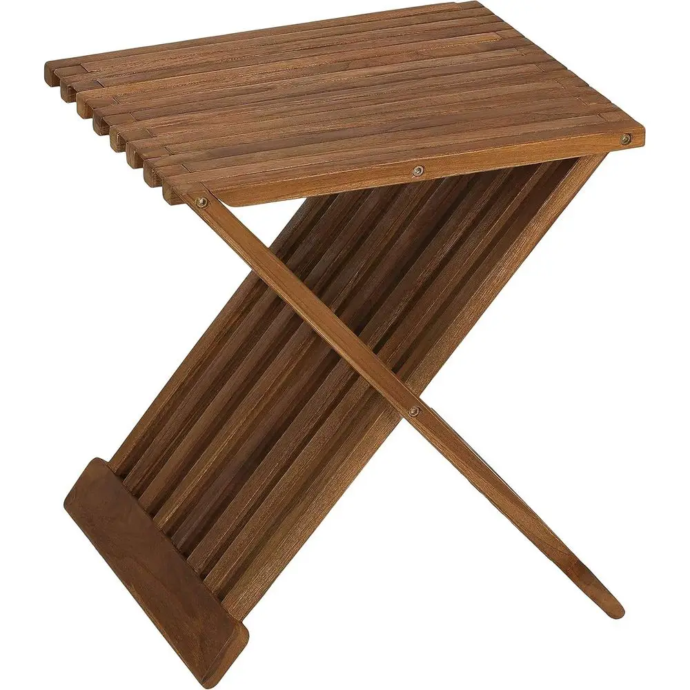 

Solid Teak Wood Bar Stool, Brown, 17 Inch