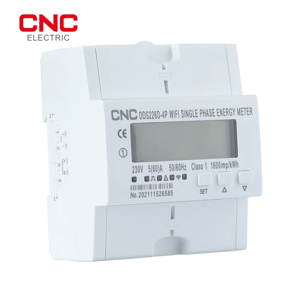 CNC 60A 90-300V TUYA Single Phase WIFI Smart Energy Meter Monitoring Circuit breaker Timer with voltage current protection RS485