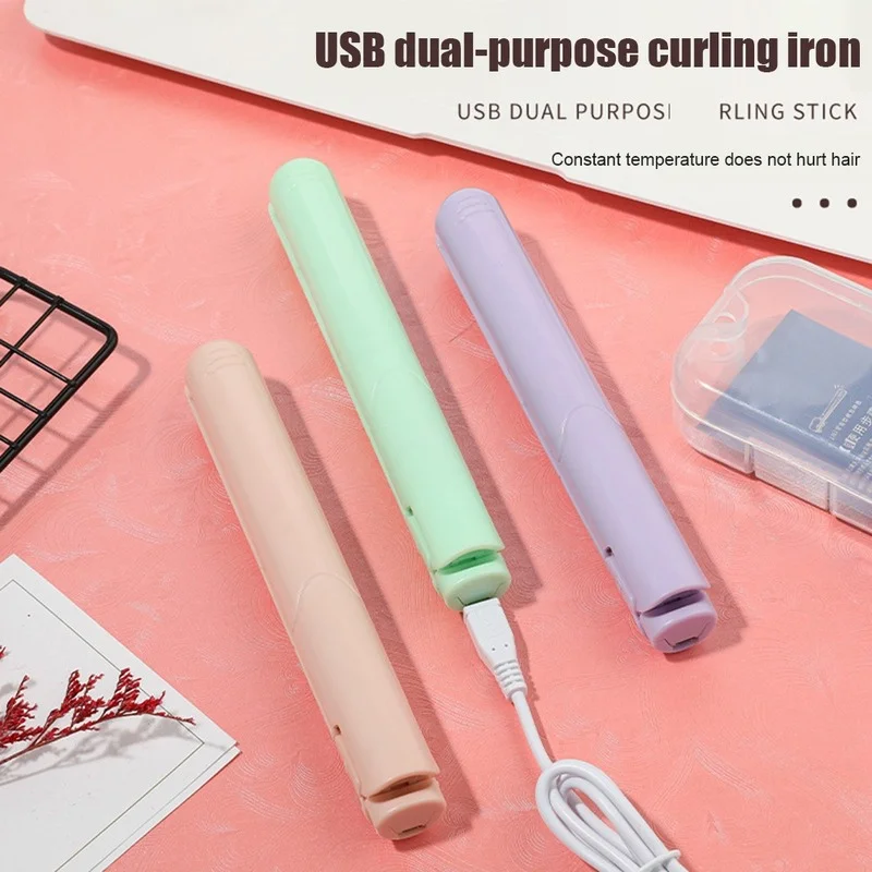 

2 in 1 Mini Curling Flat Iron Ceramic USB Electronic Splint Hair Curler Straightening Styling Tools Hair Curler Flat Iron