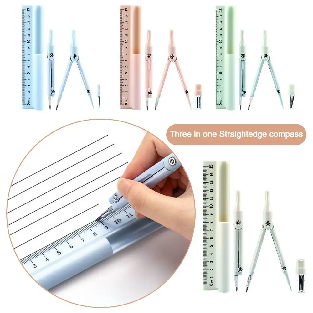 High Quality 3-in-1 Compass Ruler Set Measuring Ruler Mathematics Function Ruler Stationery Set Drawing Tool Students