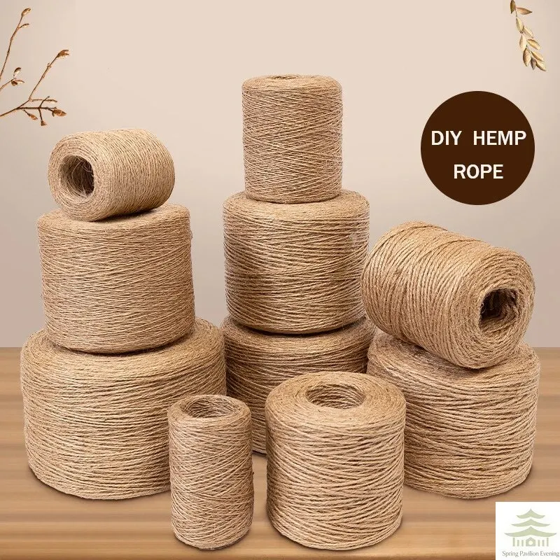 50/100M 2mm Naturjute-Seil, Band für Bastelarbeiten, DIY Vintage Jutekordel, Garn zum Nähen, für Party, Hochzeit, Heimdekoration – Detail 1