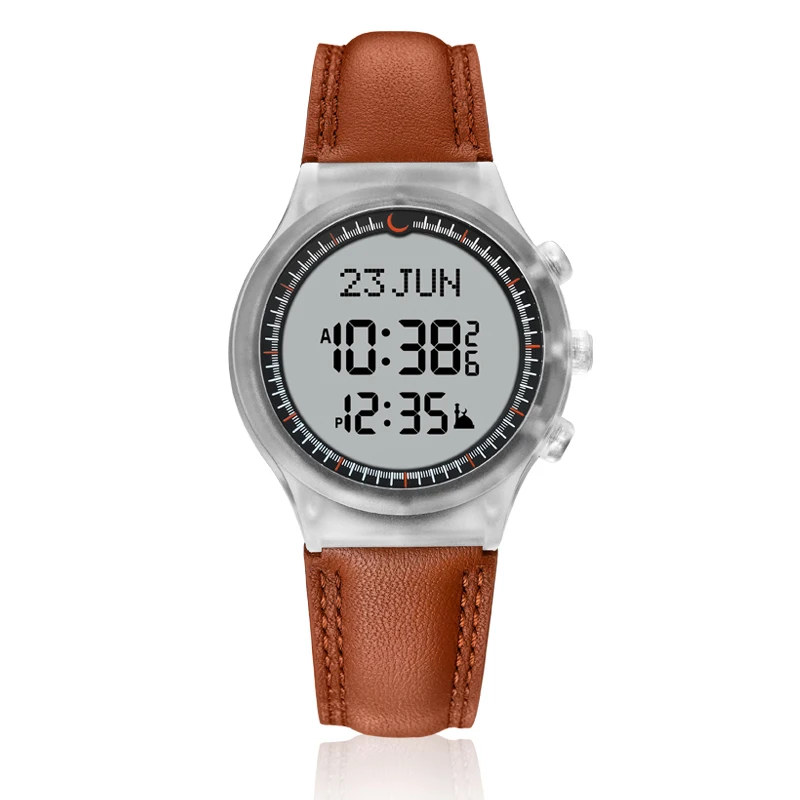 Islamic Business Man Watch Prayer Wristwatch Azan Athan Alarm with Hijri Calendar Auto-Compass Mosque Clock