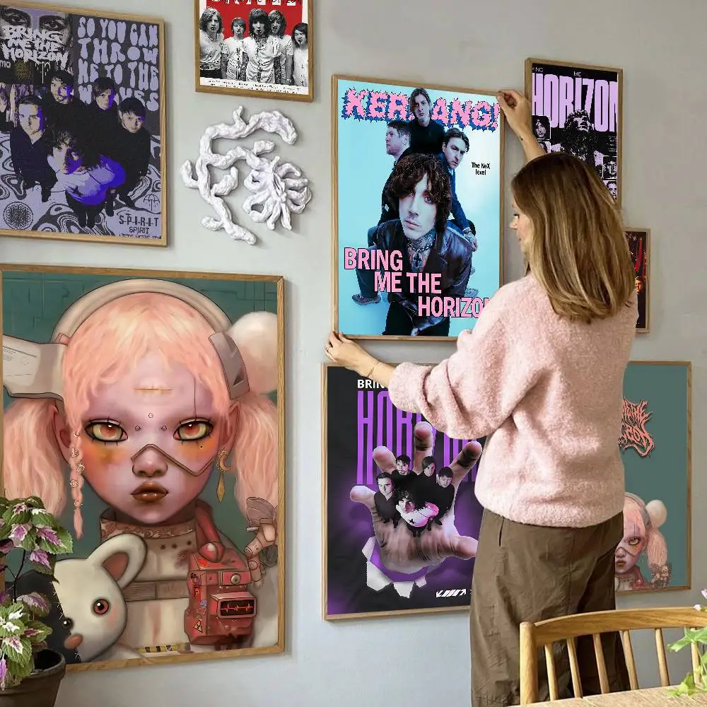 Rock Band B-Bring M-Me The H-Horizon  Whitepaper Poster Waterproof Paper Sticker Coffee House Bar Aesthetic Art Wall Painting