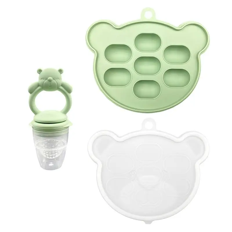 Baby Teething Fruit Feeder Breastmilk Popsicle Molds Freezer Tray With Lid Dishwasher Safe Breastmilk Popsicle Molds Silicone