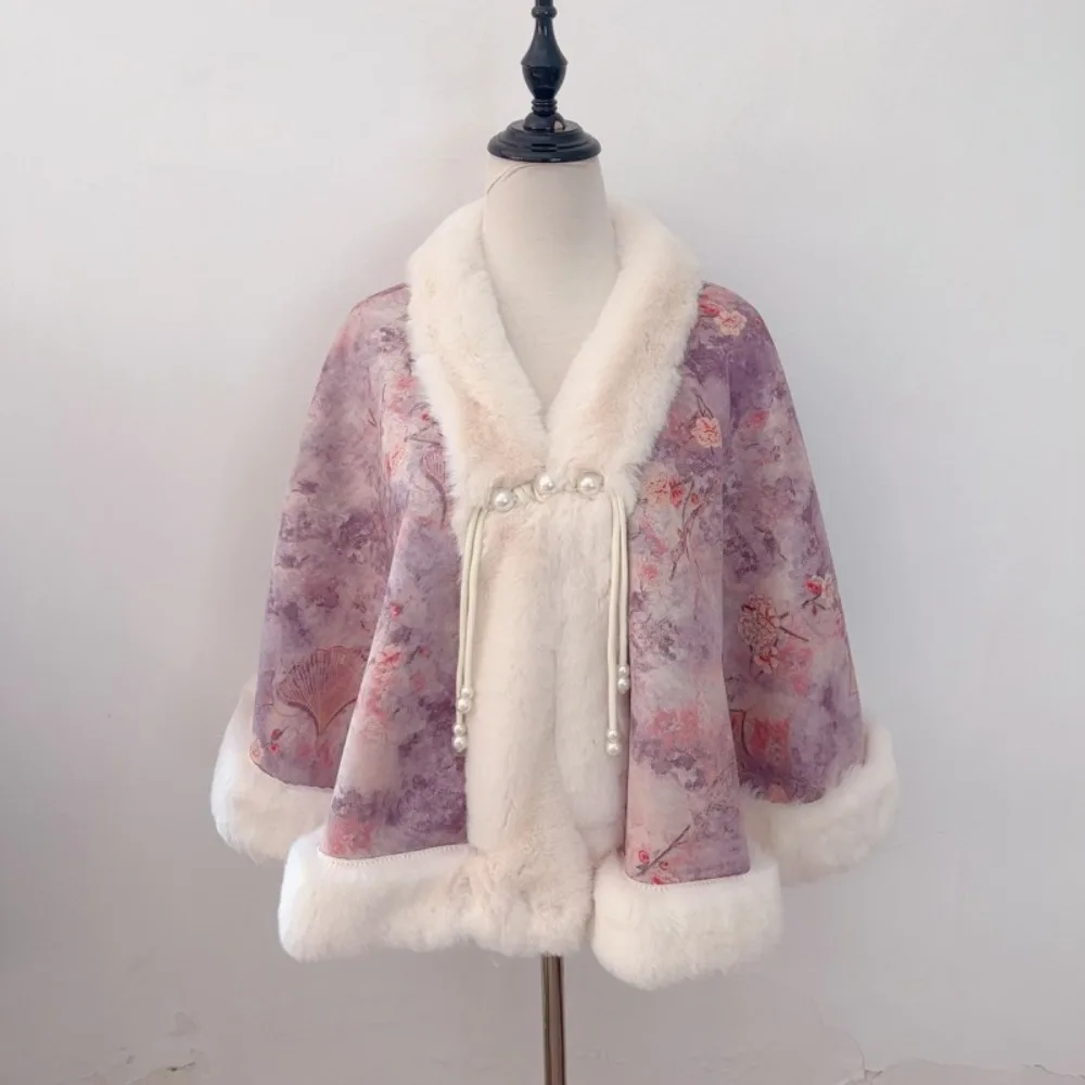 

Зимняя теплая вязаная шаль в китайском стиле, толстая шаль с воротником из искусственного меха, элегантный кардиган, плащ для вечерних платьев, свадебной вечеринки