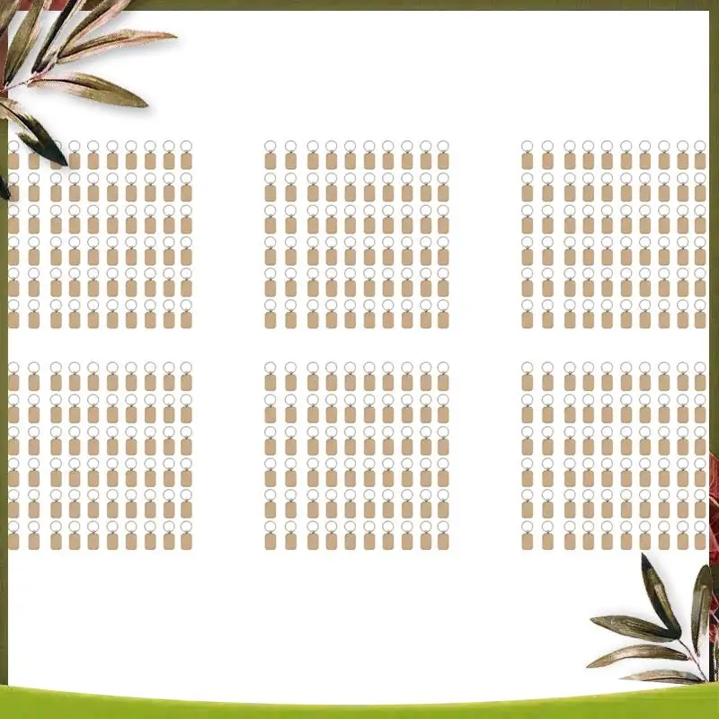 ABDW-360Pcs Blank Rounded Rectangle Wooden Keychain Diy Wooden Keychain Key Tag Can Be Engraved Diy Gift
