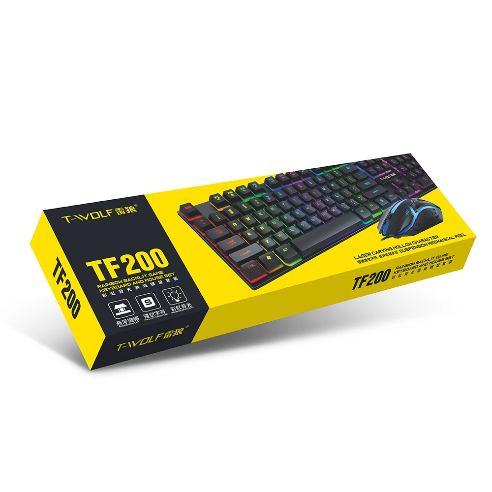 1.35M Wired 104 Keys Computer Colorful Blacklight Gaming Keyboard Mouse Combos