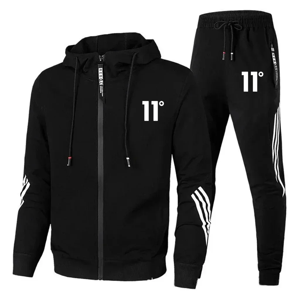 

Fashionable Men's Suit, Jogging Casual Autumn Printed Fitness Hoodie, Two-piece Sports Long-sleeved Jacket and Sports Pants