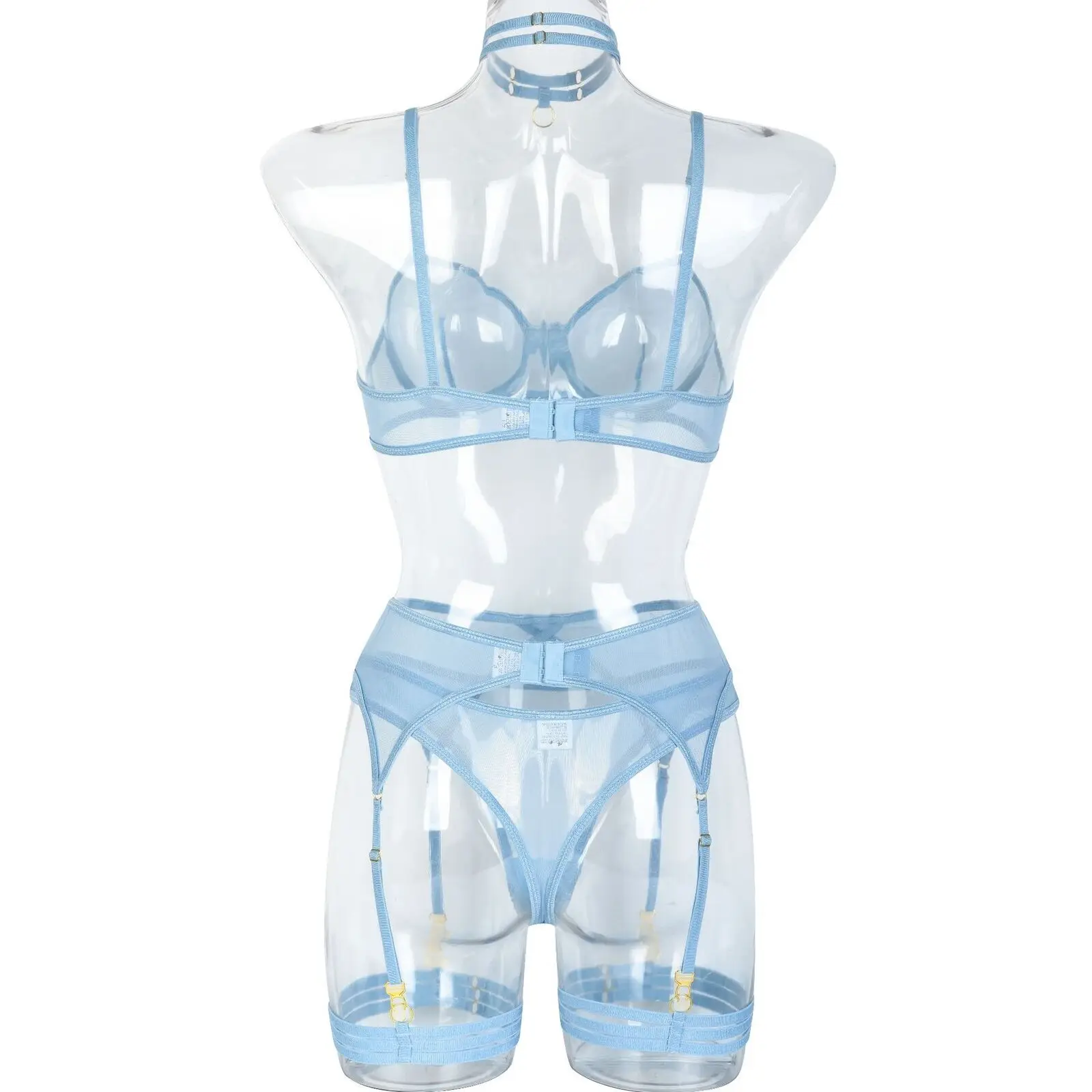 ผู้หญิงชุดชั้นในเซ็กซี่ชุด V คอ Teddy Babydoll ชุดนอนชุดชั้นใน Garter เข็มขัดชุด Bra Thong ชุดชุดนอนชุด