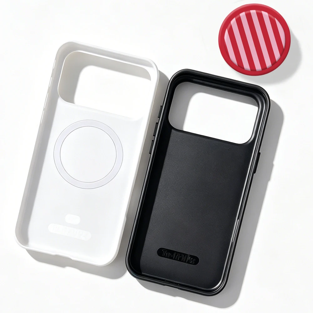 Red Stripe Magnetic Case For iPhone 17 16 15 14 13 12 11 Pro Max Air 16e 7 8 Plus XS Max X XR 2 IN 1 Film Phone Holder Case view 5