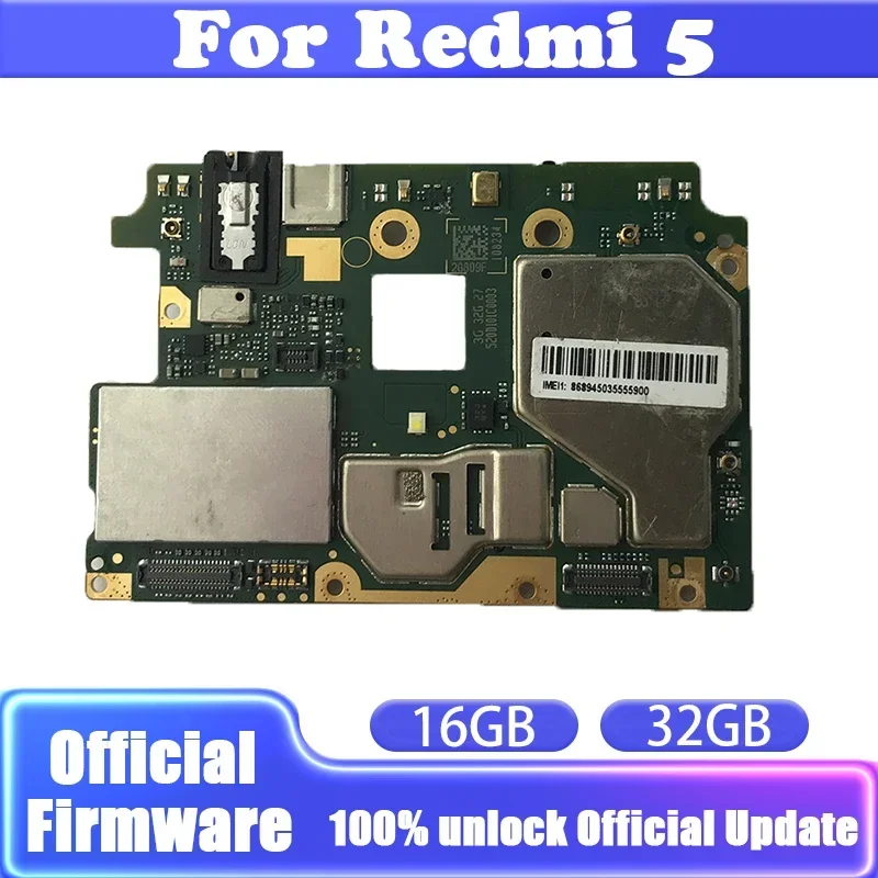 Global Version For Xiaomi RedMi 5 16GB 32GB 64GB Motherboard Full Unlocked For Xiaomi HongMi 5 RedMi 5 Logic Board Mainboard