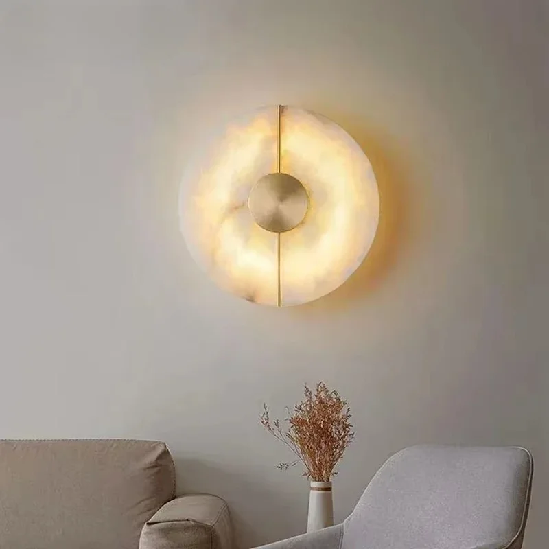 Modern Marble Wall Sconce Alabaster Light Image 2