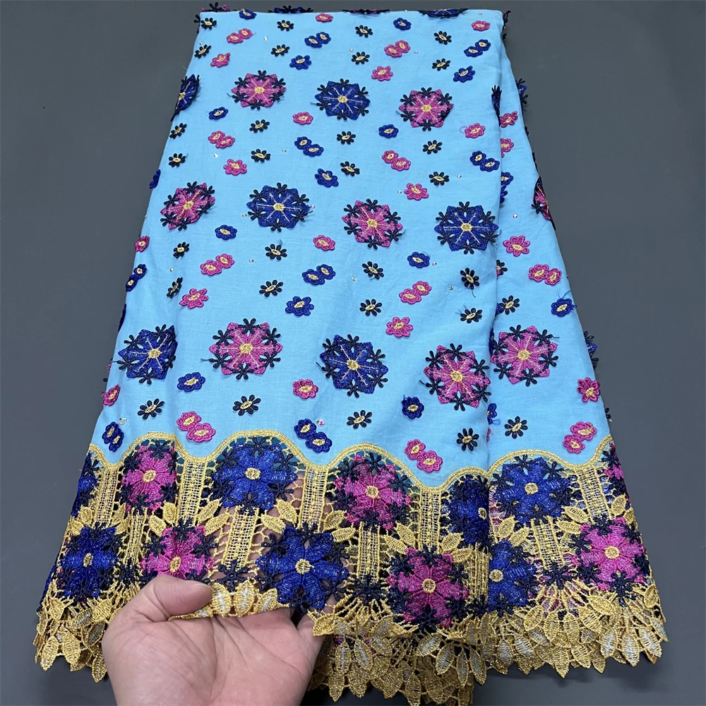 

2026 Latest High Quality African Nigerian Pure Tulle Damask Lace Fabric Embroidery Party Dress Sequins Cotton 5yards