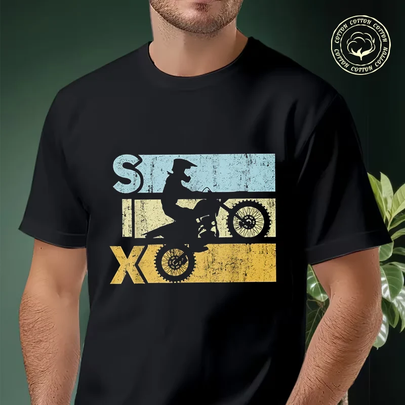 

2026 Men Cotton Casual T-shirts Motocross 6th Birthday Party MX Dirt Bike Tee Men s Summer Cycling Sportswear Tops