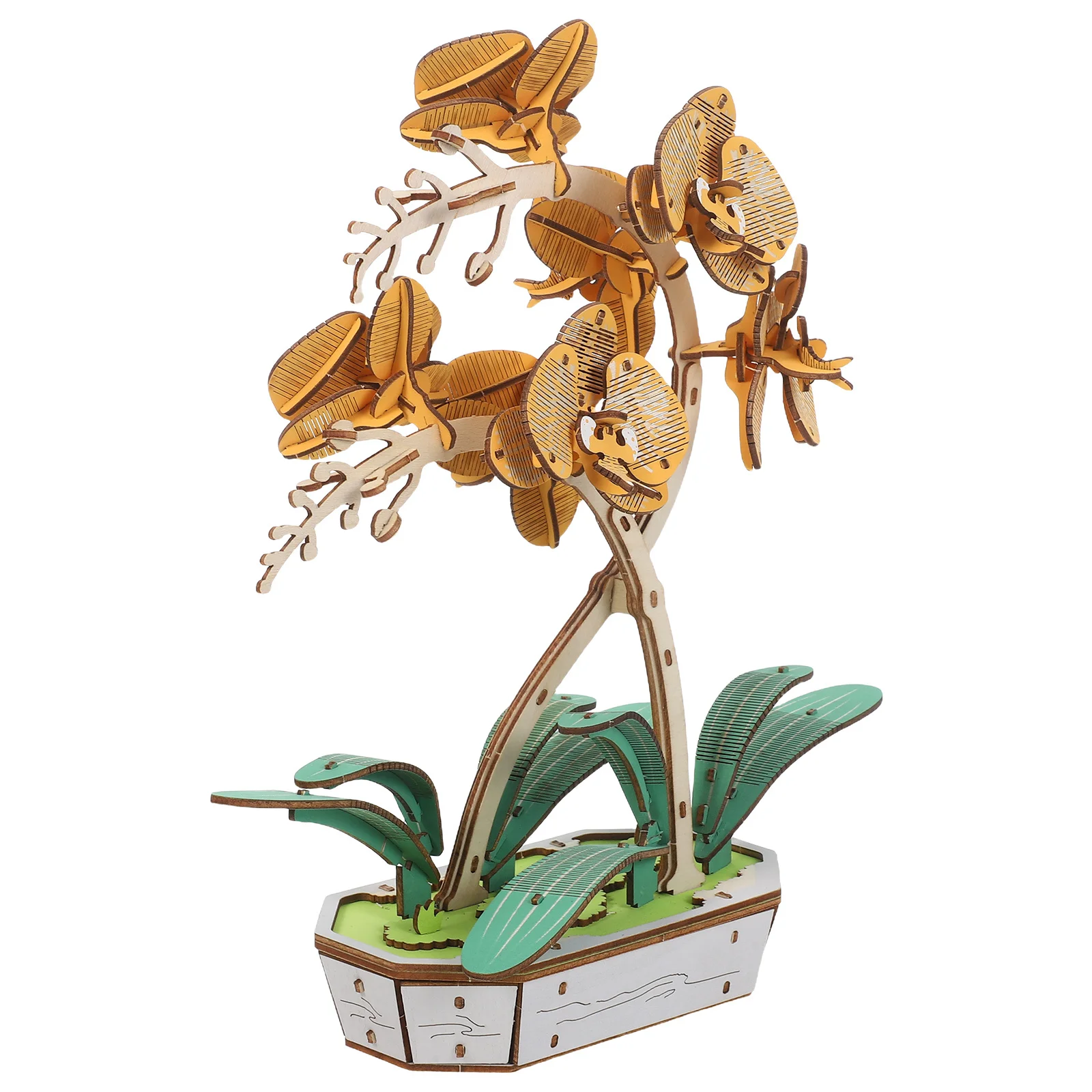 3D houten bloempuzzel voor plantenliefhebbers - Phalaenopsis boeketbouwpakket - handgemaakt bureaubladdecor zonder onderhoud -