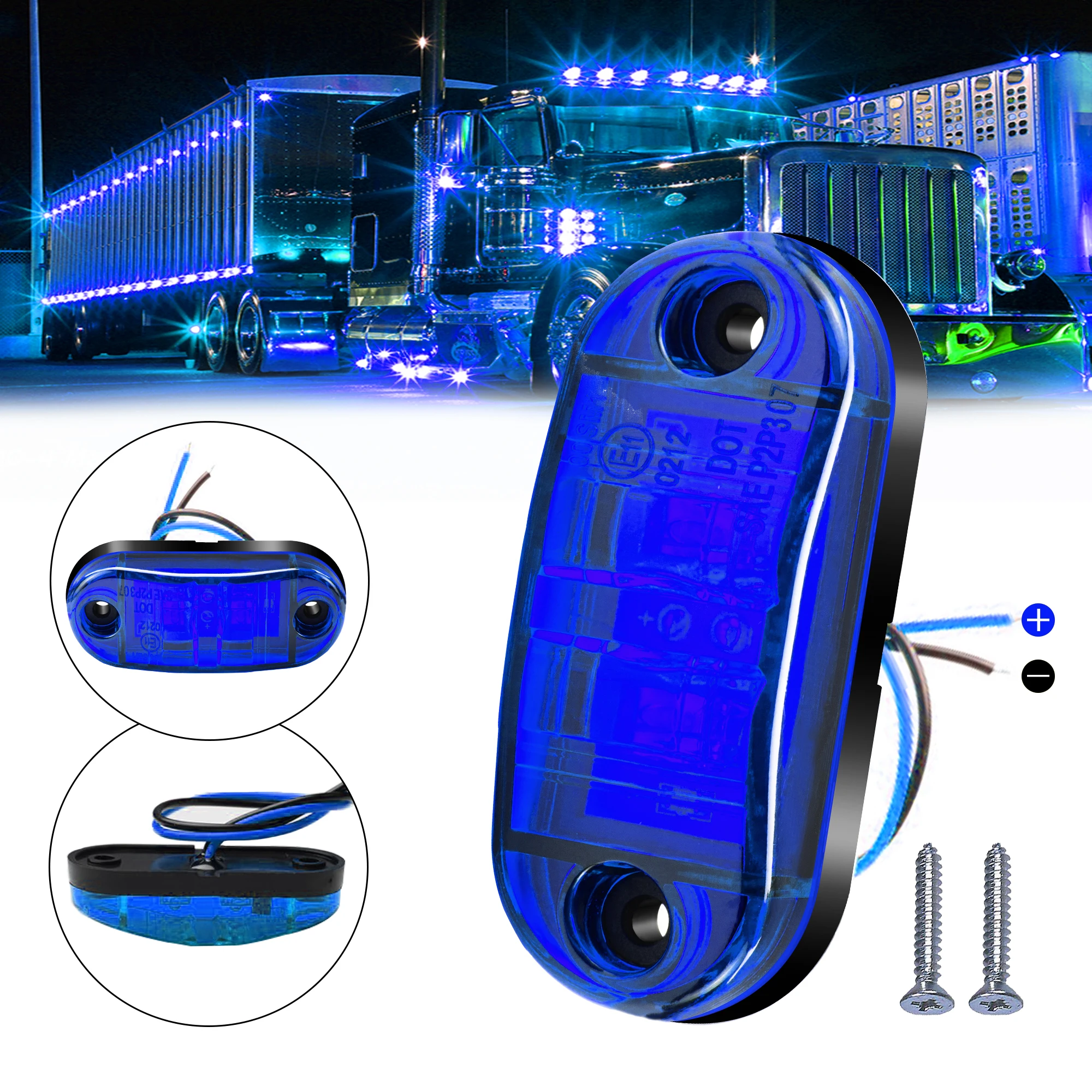 10 Stück 2 Ovale LED Universal-LED-Leuchten Seitenmarkierungsleuchten für Anhänger LKW Wohnwagen Begrenzungsleuchte Aufputzmontage 12V-24V – Detail 17