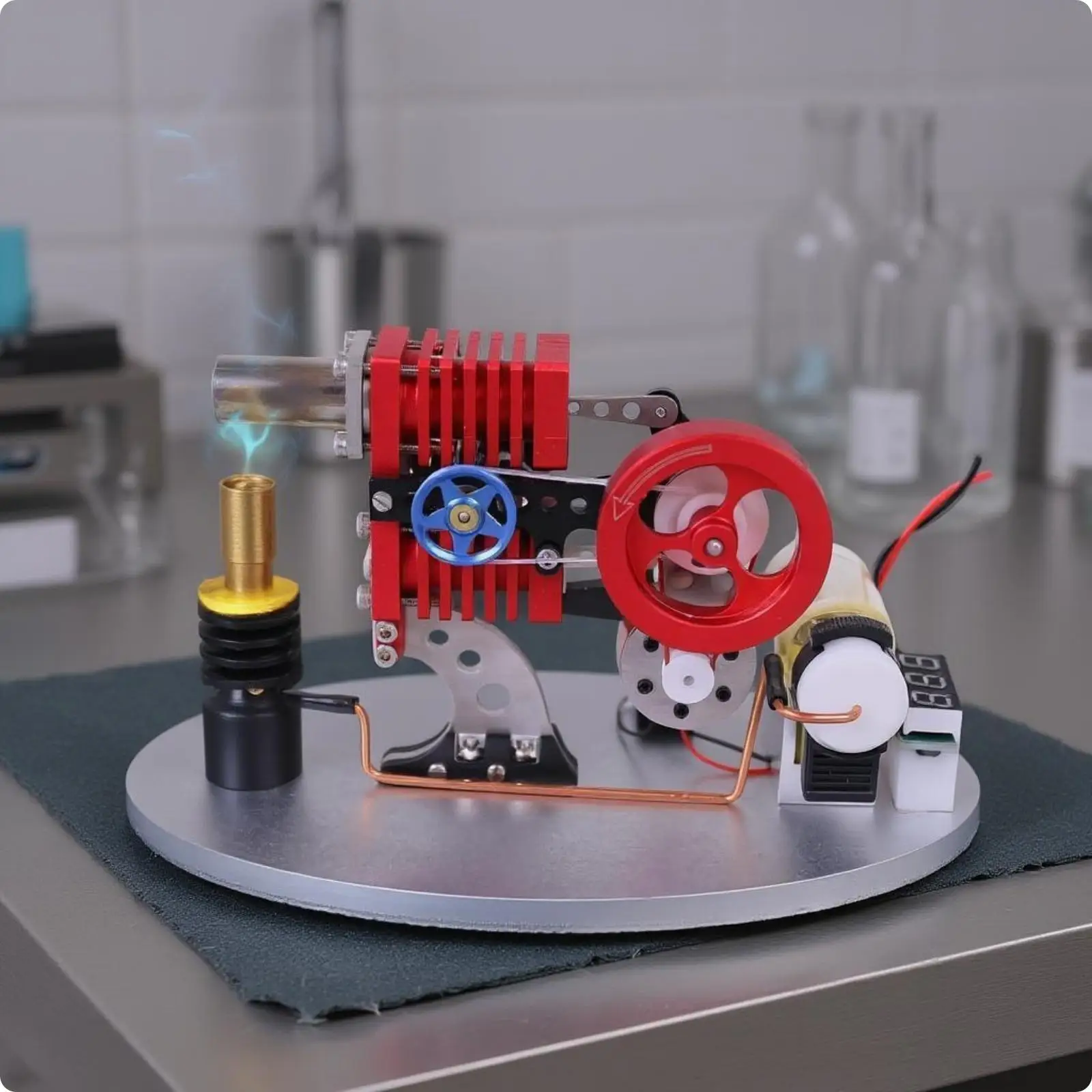 Heat Engine Engine Model Digital Electrical Potential Display Illuminated Heat