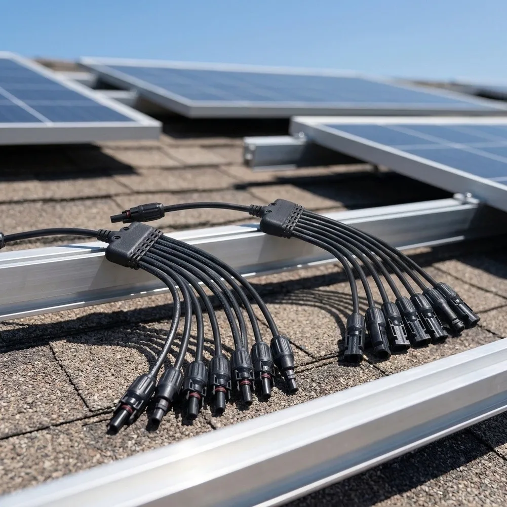 Photovoltaic Y Shaped Connector 7 Way Solars Panel Adapter For PV Module Array Parallel Connection Harness Alternative Energy