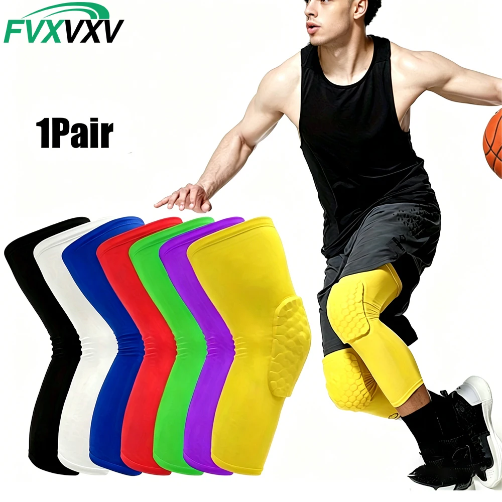 2 Stück Wabenförmige Kniebandage für Basketball, Volleyball und Fußball - Kompressions-Beinschoner für Männer und Frauen
