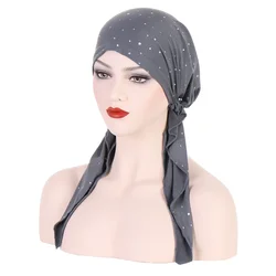 Muslimischen Innere Hijab Turban Frauen Vorgebunden Lange Schwanz Kopftuch Wrap Chemo Kappe Mützen Motorhaube Kopf Schal Stretch Kopfbedeckung hut Mujer