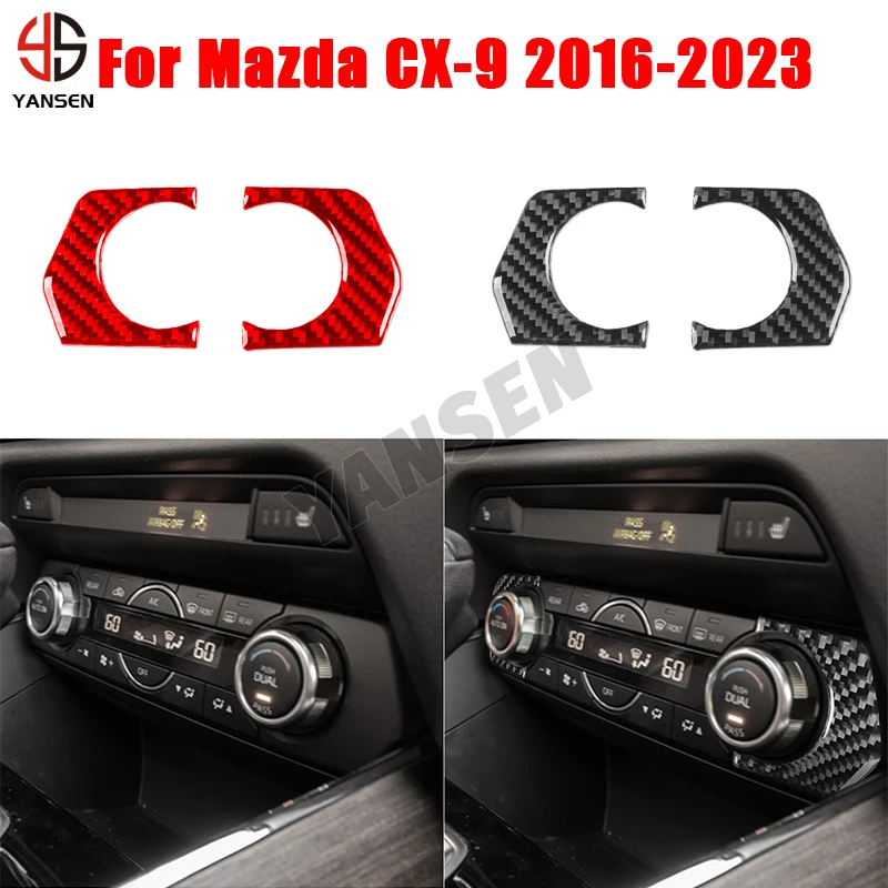 

Car Console Air Conditioning Control Panel Button Trim Carbon Fiber Sticker For Mazda CX9 2016-2023 Car Interior Accessories